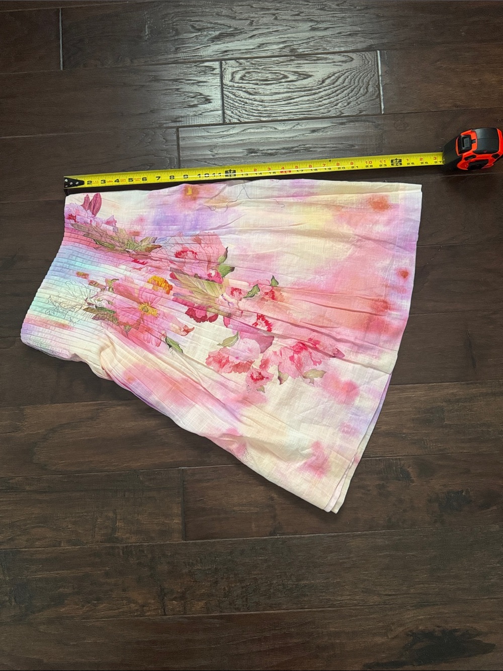 Anthropologie Pastel Floral Pintucked Pleated A-Line Skirt- Pink, Purple, Yellow - Picture 7 of 7